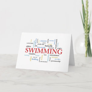 Swimming Birthday in Words Card