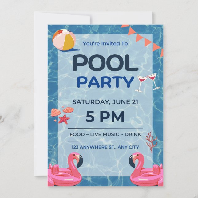 Swimming Birthday Invitation (Front)