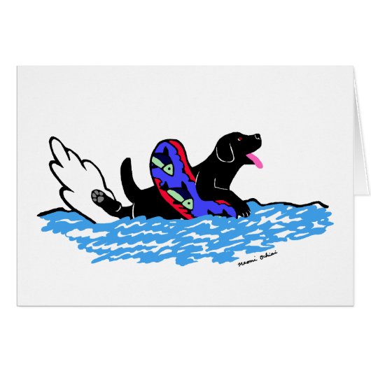 Swimming Black Labrador Cartoon Cards (Front Horizontal)