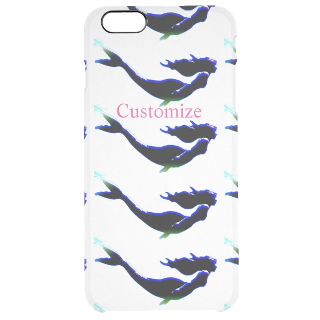 swimming black mermaids white uncommon iPhone case (Back)