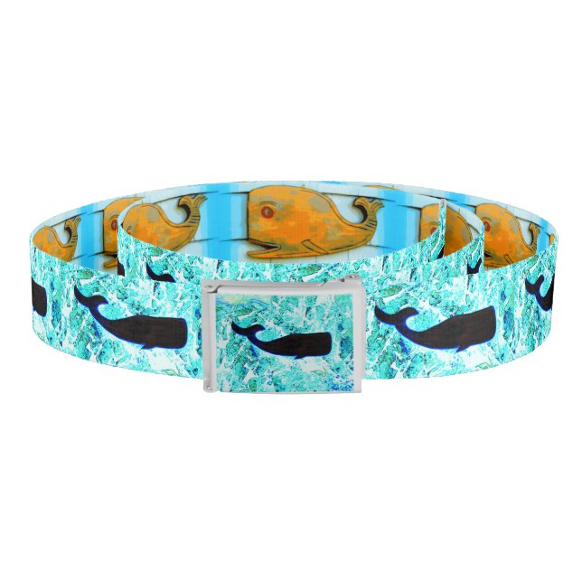 swimming black whales blue belt (Coil)