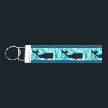 swimming black whales wrist keychain<br><div class="desc">underwater swimming sperm whales design</div>