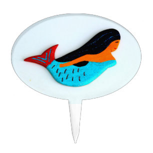 swimming blue mermaid cake pick