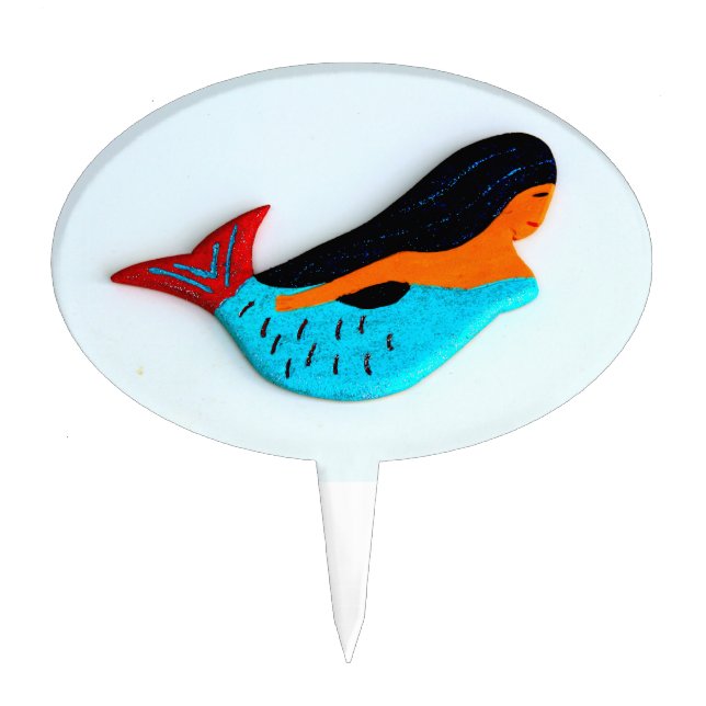 swimming blue mermaid cake pick (Front)