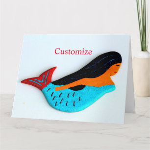 Swimming blue mermaid Thunder_Cove Thank You Card