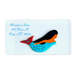 swimming blue mermaids label