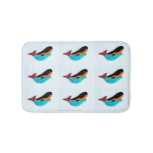 swimming blue mermaids  pattern bathroom mat