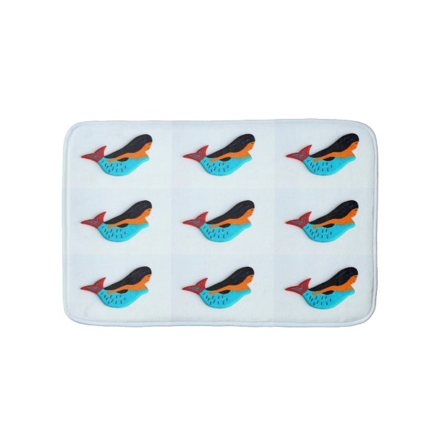 swimming blue mermaids  pattern bathroom mat (Front)