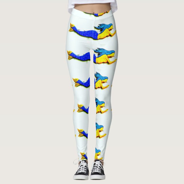 swimming blue-tail mermaids leggings (Front)