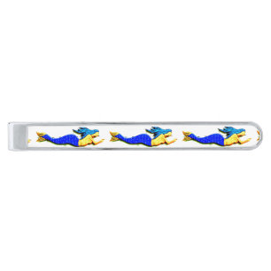 swimming blue-tail mermaids silver finish tie bar
