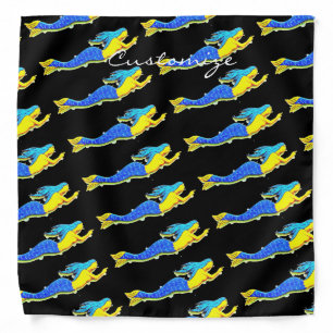 swimming blue-tail mermaids white bandana