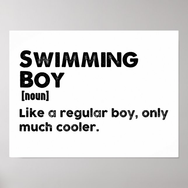 Swimming Boy Funny Definition Swimmer Poster (Front)