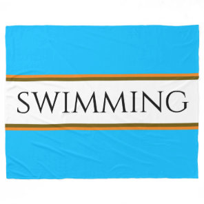 SWIMMING Bright Sky Blue White Racing Stripes Fleece Blanket
