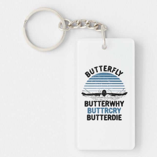 Swimming - Butterfly Butterwhy Swimming Gift Keychain (Front)