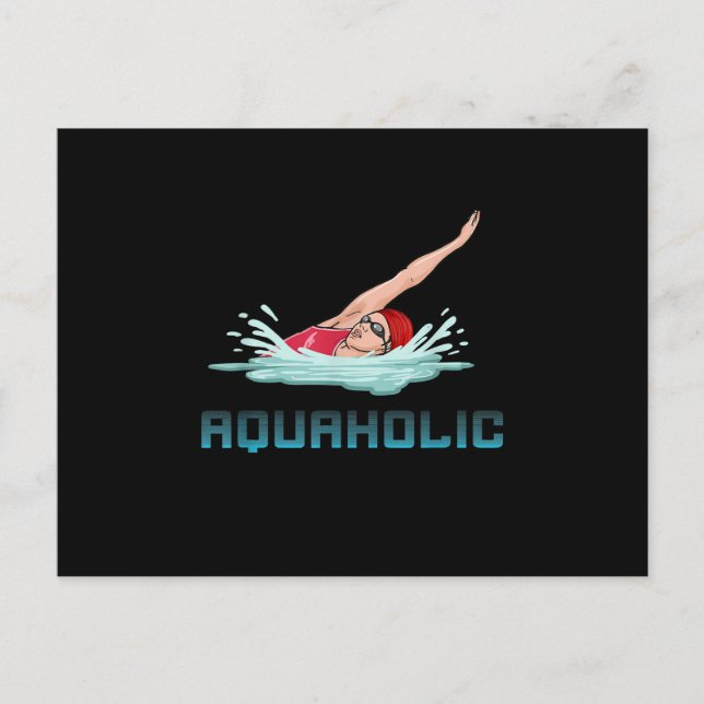 Swimming Cap Goggles Swim Love Funny Swimmer Girl Postcard (Front)