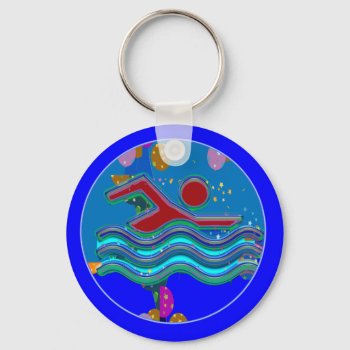 Swimming Champion  : Cool Minds In Hot Times Keychain by KOOLSHADES at Zazzle