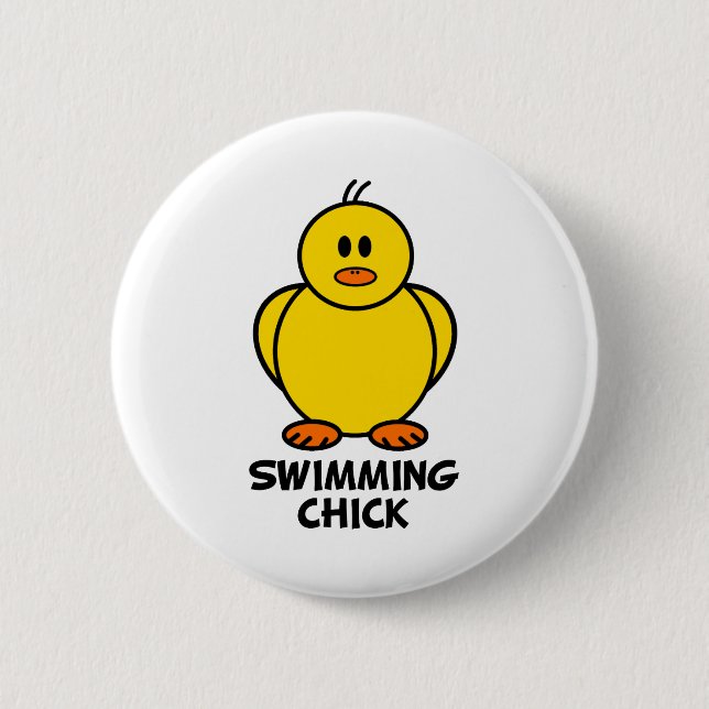 Swimming Chick Pinback Button (Front)