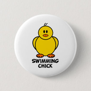 Swimming Chick Pinback Button