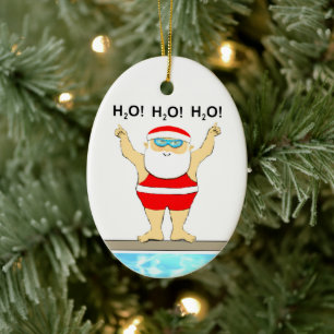 Swimming Christmas Keepsake Ceramic Ornament