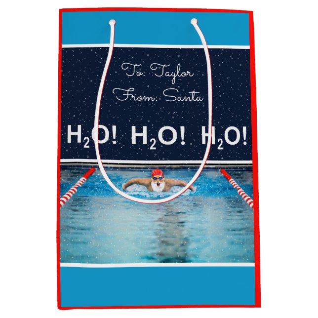 Swimming Christmas Medium Gift Bag (Front)