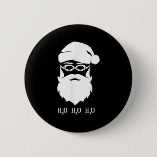 Swimming Christmas Santa Claus H20 Swimmer Xmas Button