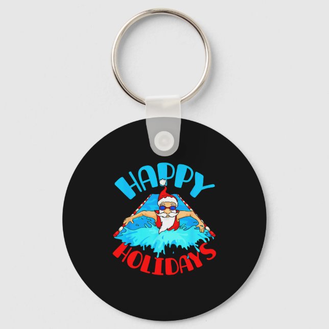 Swimming Christmas Santa  Keychain (Front)