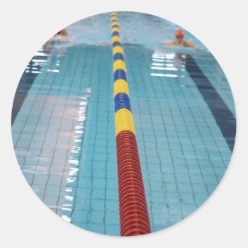 Swimming Classic Round Sticker by lampionus at Zazzle