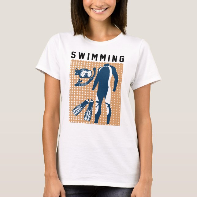 Swimming Clothes and Goggles T-Shirt (Front)