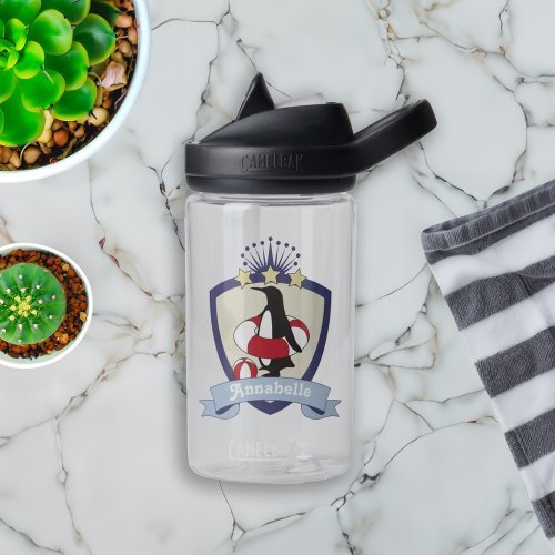 Swimming Club Crest Cute Penguin Water Bottle