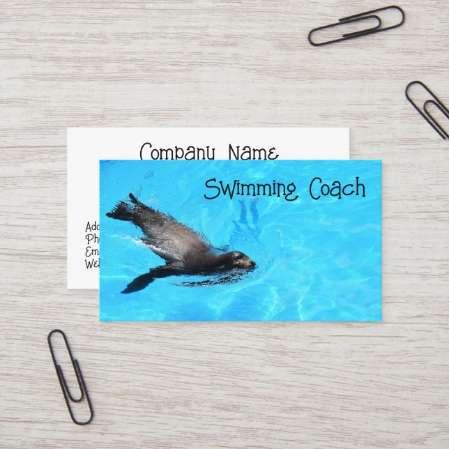 Swimming Coach Business Card (Front/Back In Situ)