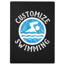 Swimming Coach Custom Swim Team Name &amp; Color Sport Clipboard