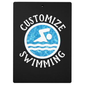 Swimming Coach Custom Swim Team Name & Color Sport Clipboard