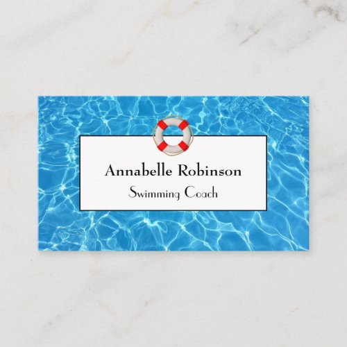 Swimming Coach Pool Lifesaver Business Card