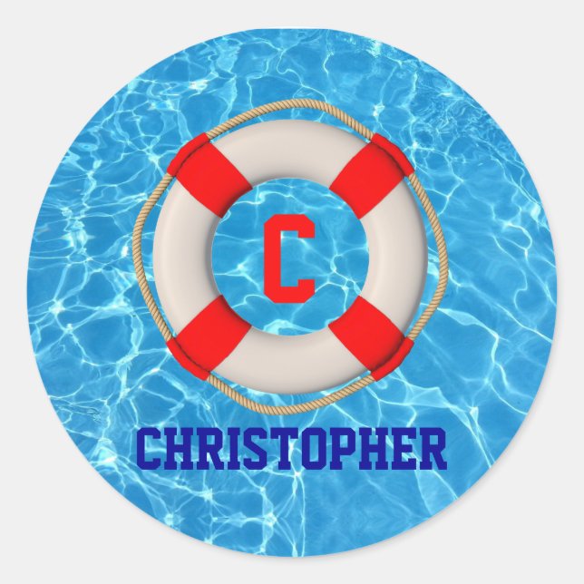 Swimming Coach Pool LIfesaver Classic Round Sticker (Front)
