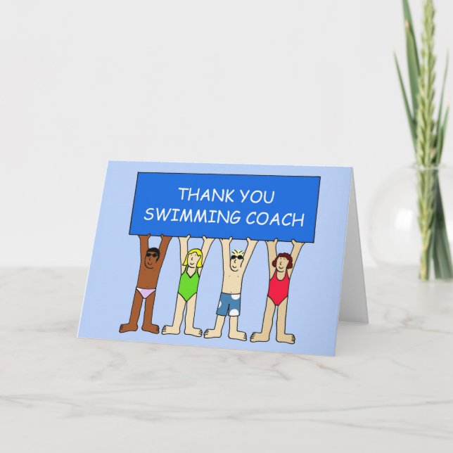 Swimming Coach Thanks Thank You Card (Front)