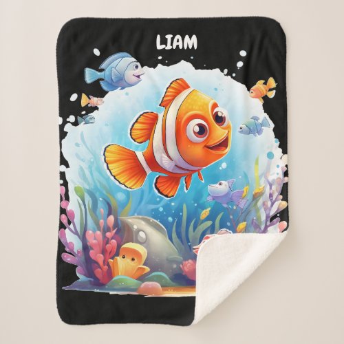 SWIMMING COLORFUL FISHES FOR KIDS SHERPA BLANKET