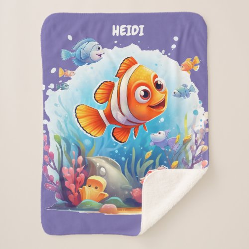 SWIMMING COLORFUL FISHES FOR KIDS SHERPA BLANKET