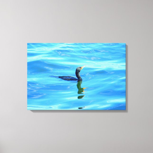 swimming cormorant wrapped canvas print (Front)