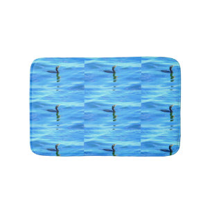 swimming cormorants in blue sea bathroom mat