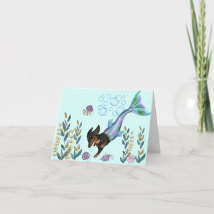 Swimming Dachshund Mermaid Tail Greeting Card