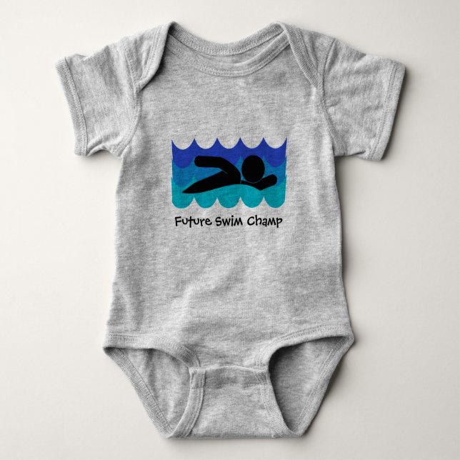 Swimming Design Customizable Baby Clothing Baby Bodysuit (Front)