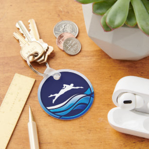 Swimming Design logo for a Swimmer personalize Keychain