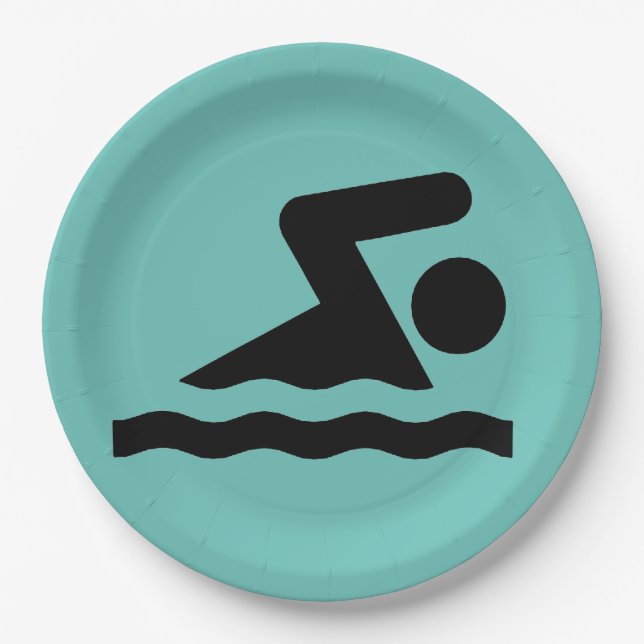 Swimming Design Paper Party Plate (Front)