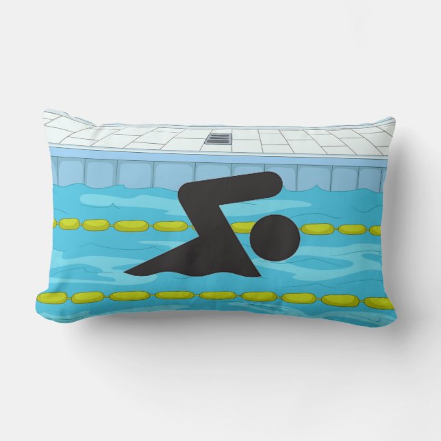 Swimming Design Throw Pillow (Front)