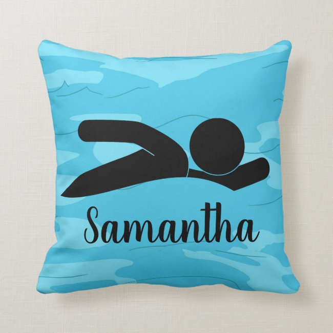 Swimming Design Throw Pillow