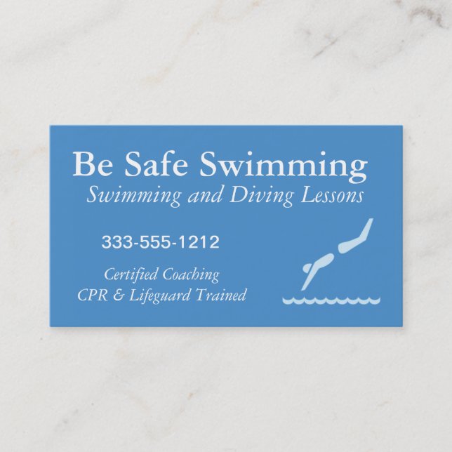 Swimming Diving Lessons Business Card customizable (Front)