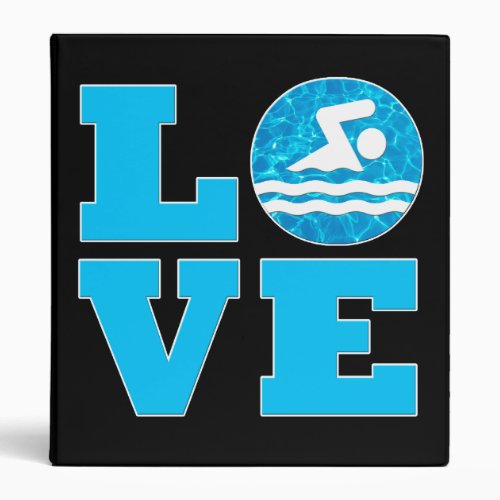 Swimming  Diving LOVE Pool Water Swimmer or Coach 3 Ring Binder