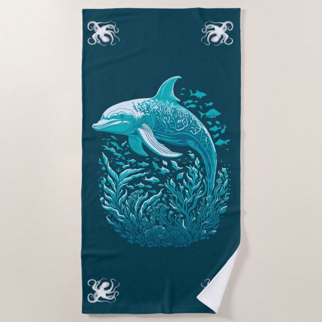 Swimming Dolphin Beach Towel (Front)