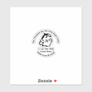 Swimming Dolphin Family Home Address Contour Sticker