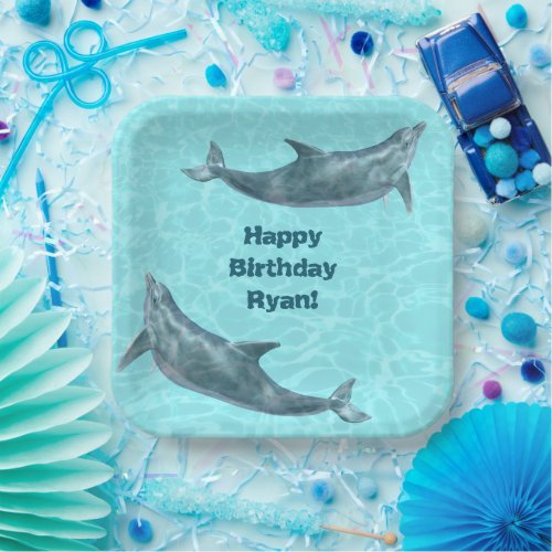 Swimming Dolphins Pool or Beach Birthday Party Paper Plates